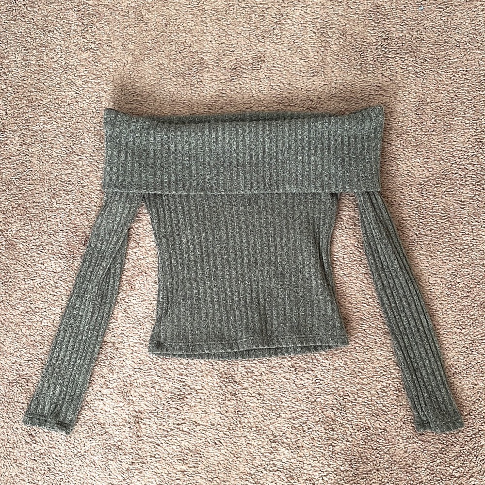 Off the shoulder forest green sweater